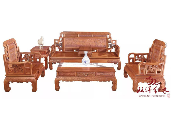 双洋红木：六合同春沙发（大果紫檀）