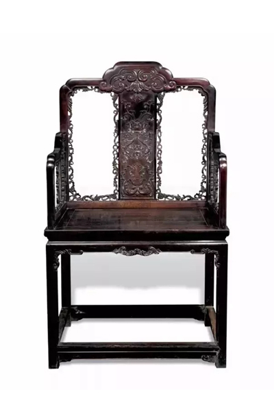 清乾隆 紫檀雕西蕃莲太师椅