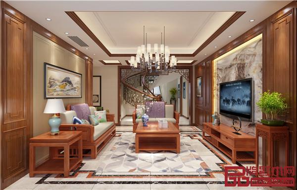 双洋红木中式家装客厅效果
